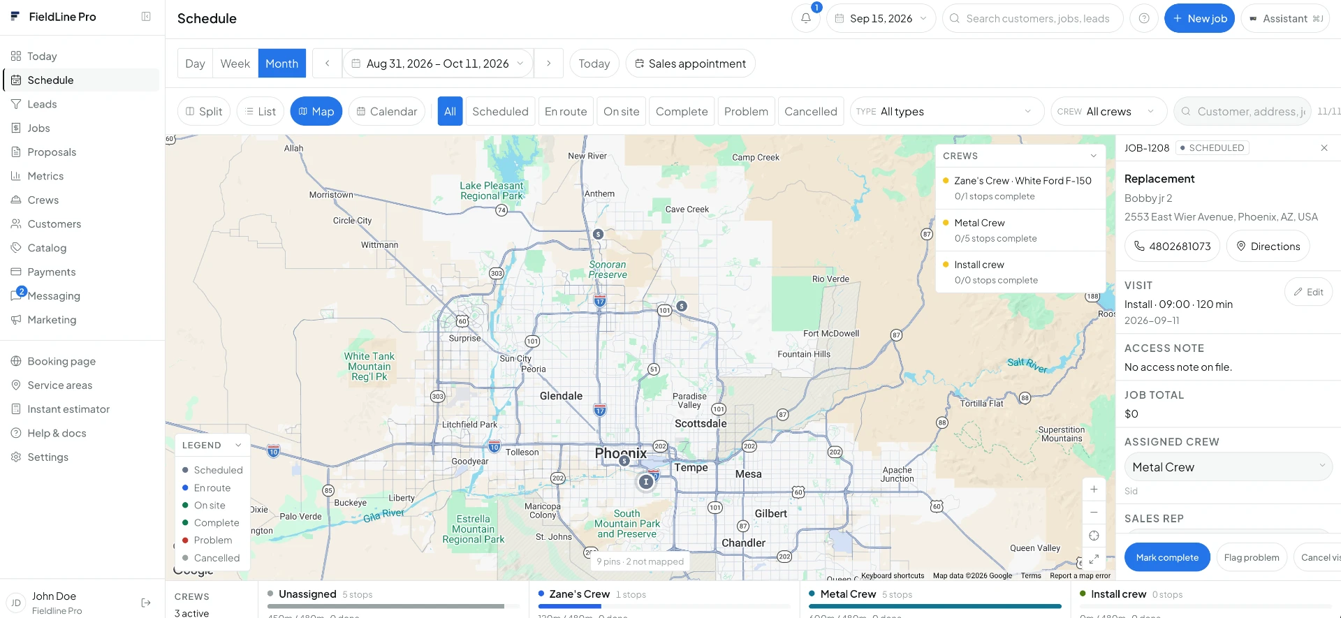Day / week / month + map view