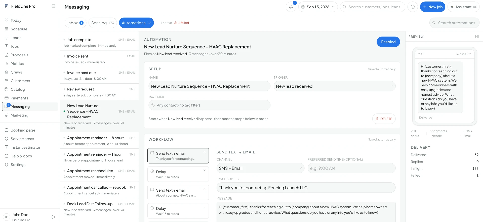 Automated follow-up cadence